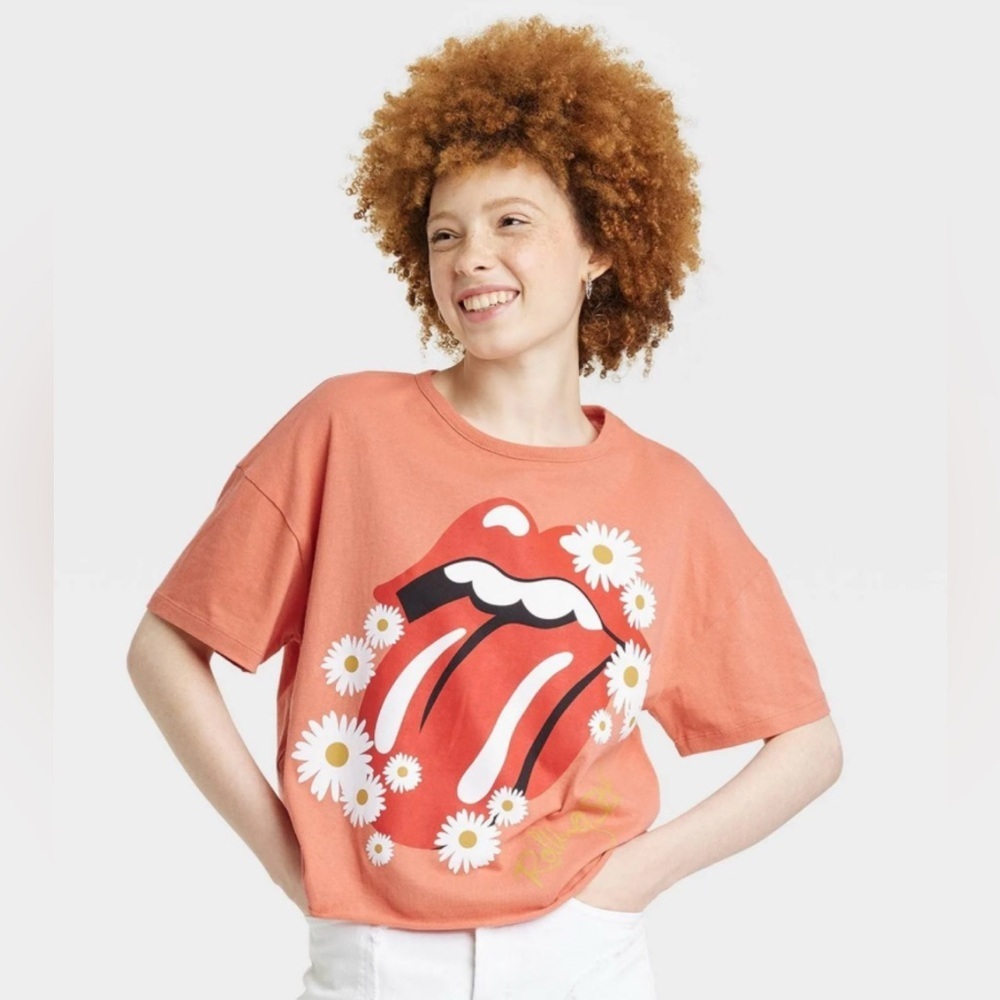 The Rolling Stones vintage coral Cotton Tee shirt sze medium